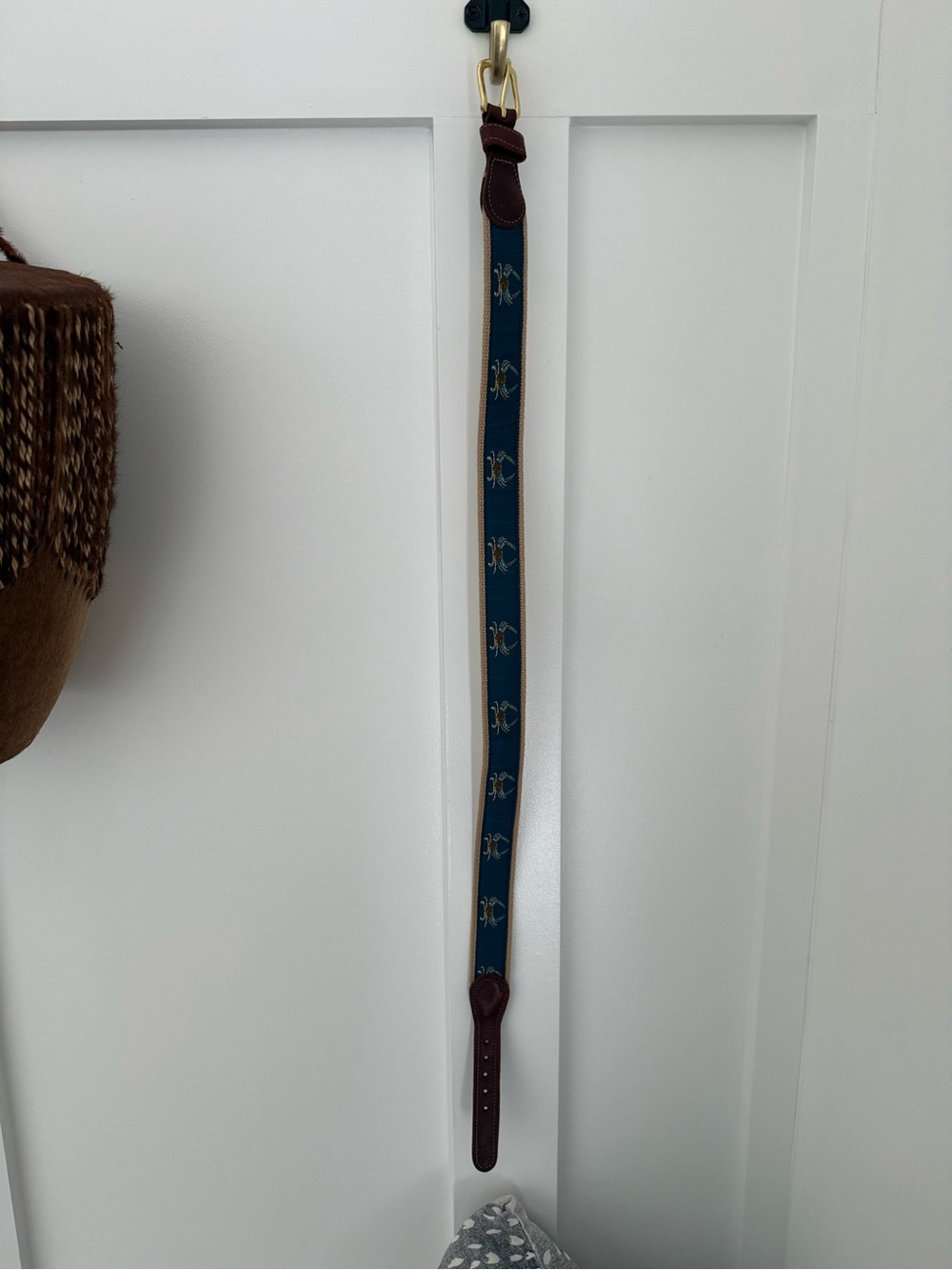 New Blue Crab Boys Belt Navy and Khaki Preston Leather